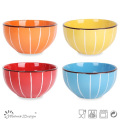 Multi-Color Glazed com linha branca Bowl de arroz cerâmico